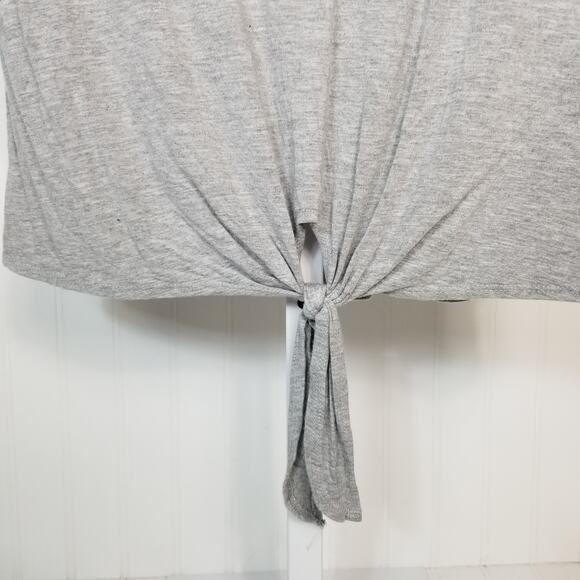 Terez Tie Front Short Sleeve Shirt Gray Medium - Picture 5 of 7